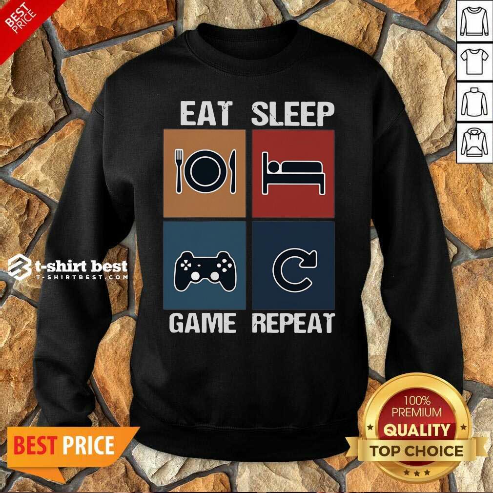 Eat Sleep Game Repeat Vintage Sweatshirt - Design By 1tees.com