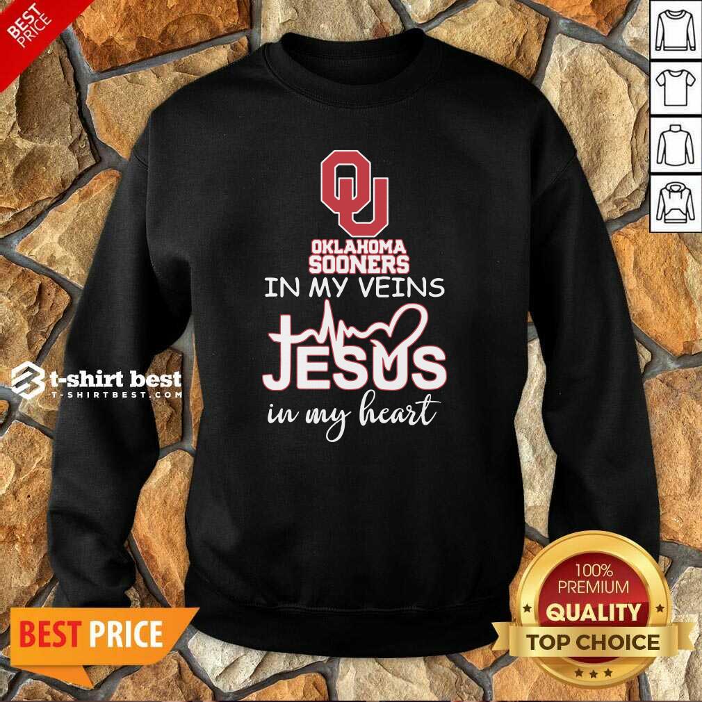 Oklahoma Sooners In My Veins Jesus In My Heart Sweatshirt - Design By 1tees.com