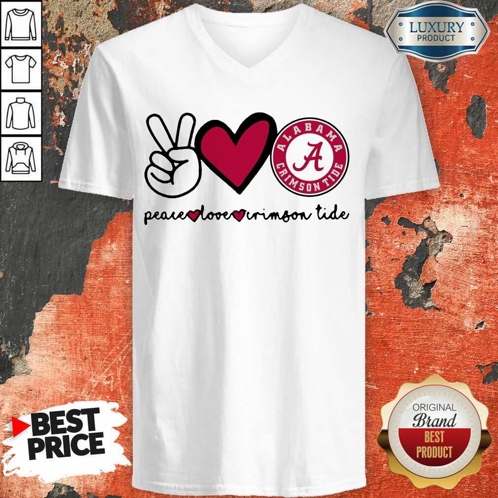 Original Peace Love And Alabama Crimson Logo 2021 V-neck