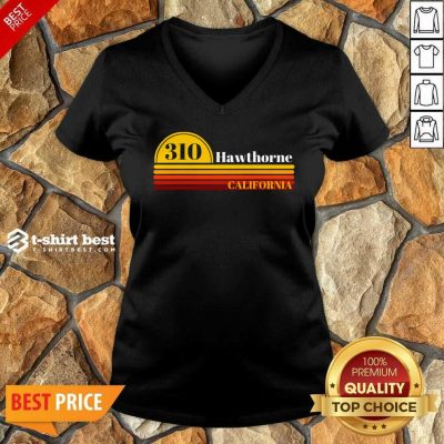 310 Hawthorne California Vintage Sunset With Area Code V-neck - Design By 1tees.com