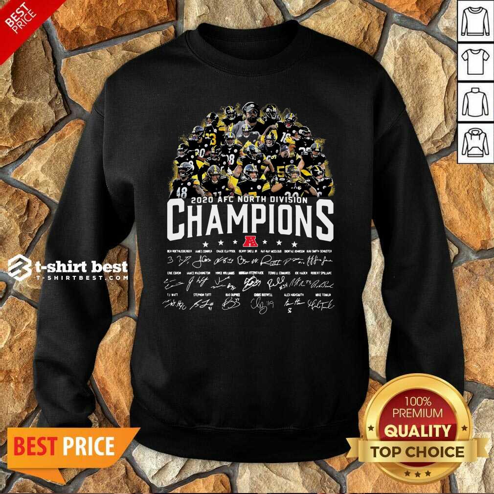 Pittsburgh Steelers 2020 AFC North Division Champion Signatures Sweatshirt - Design By 1tees.com