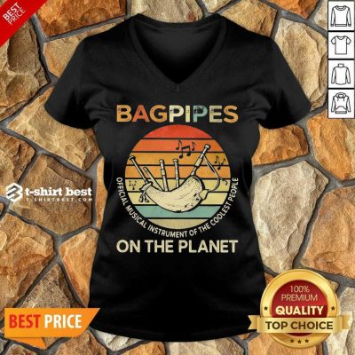 Bagpipes Musical Instrument 4 On The Planet V-neck - Design by T-shirtbest.com