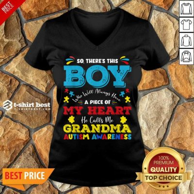 Boy Calls Me Grandma 9 Autism Awareness V-neck - Design by T-shirtbest.com
