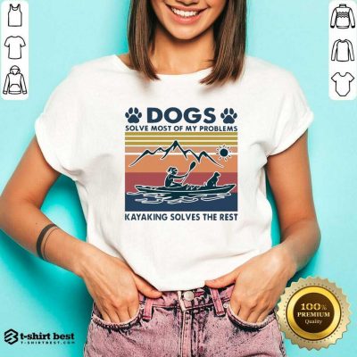 Dogs Solve My Problems 7 Kayaking Solves The Rest V-neck - Design by T-shirtbest.com