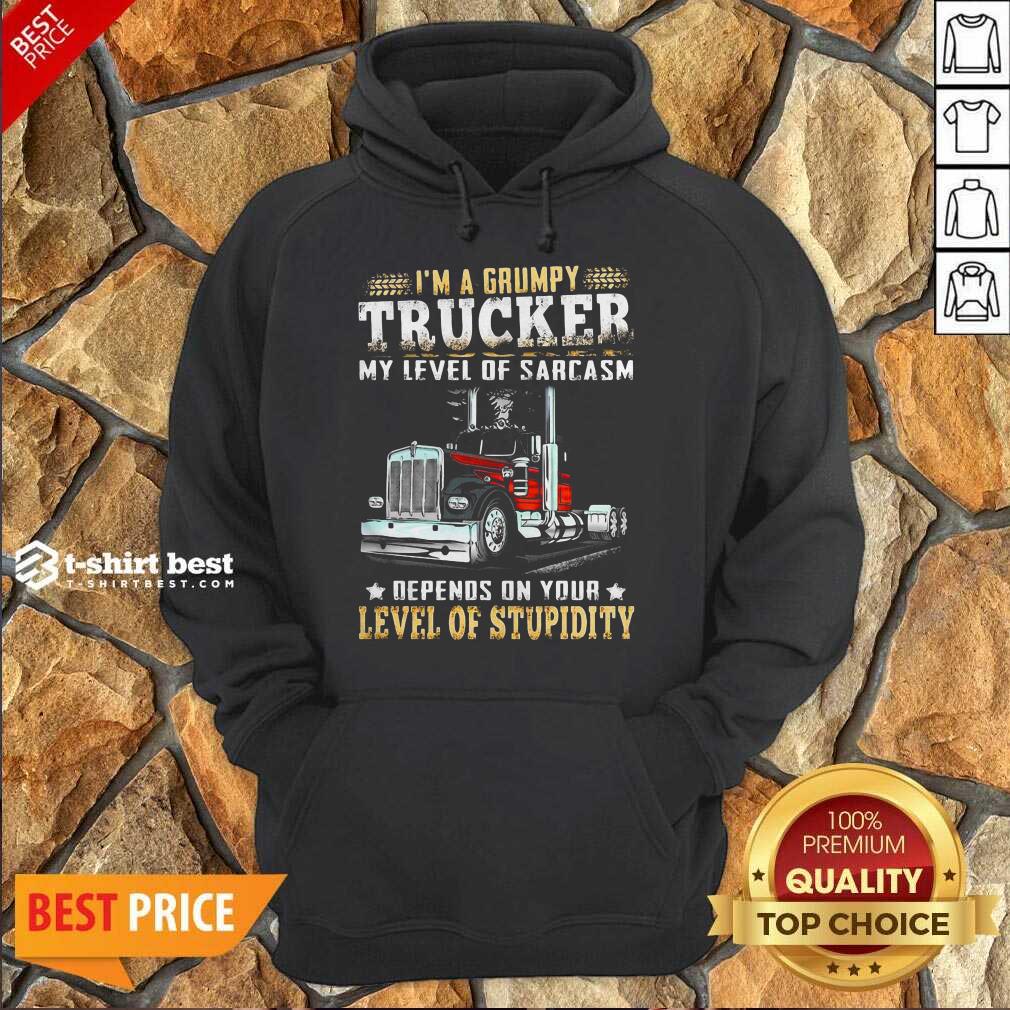 I Am A Grumpy Trucker 5 Level Of Stupidity Hoodie - Design by T-shirtbest.com