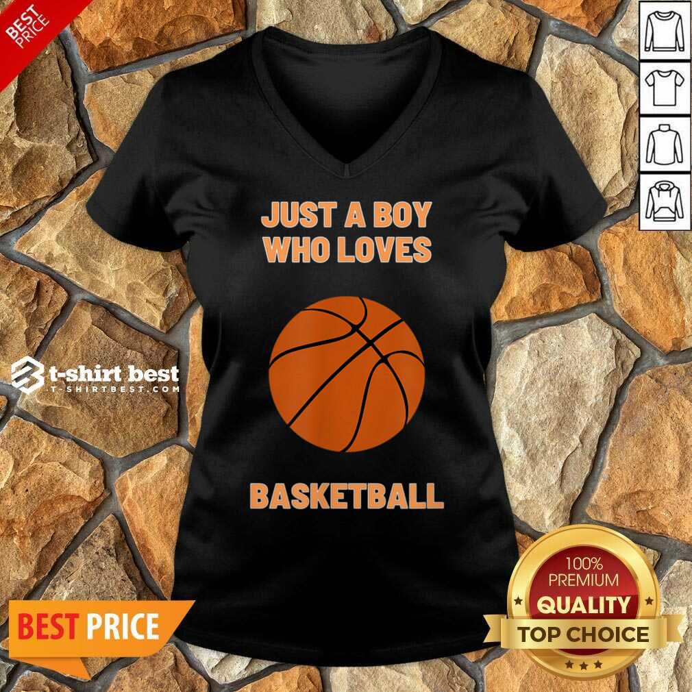 Just A Boy Who Loves 1 Basketball V-neck - Design by T-shirtbest.com
