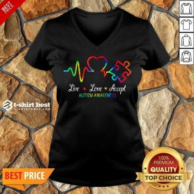 Live Love Accept 2 Autism Awareness Tie Dye V-neck - Design by T-shirtbest.com