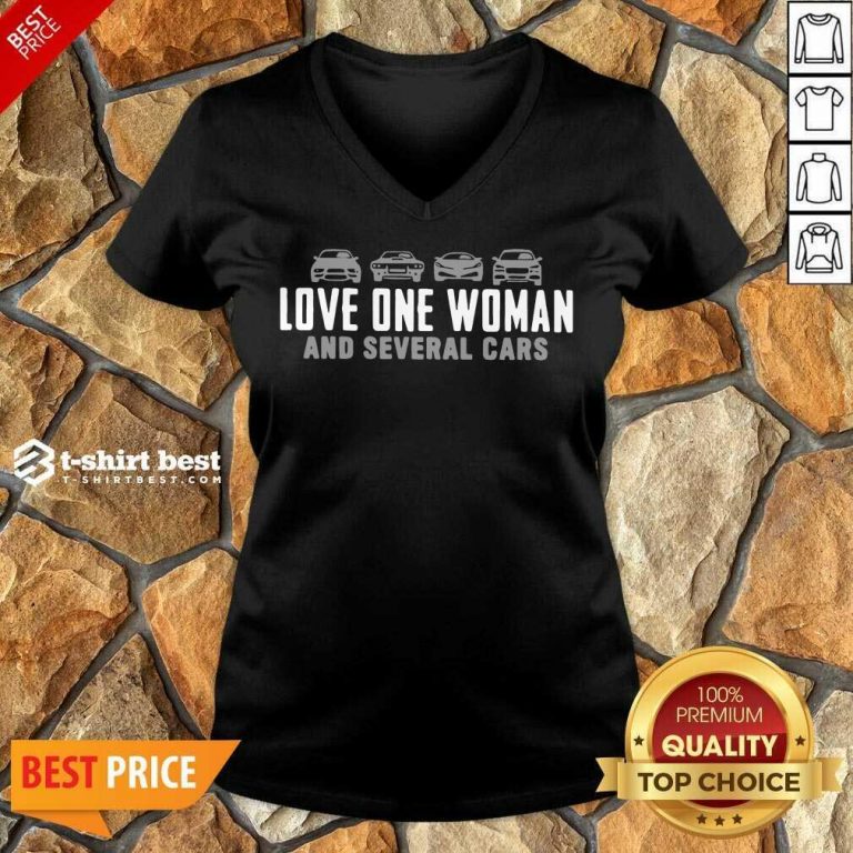 Love One Woman And 1 Several Cars V-neck - Design by T-shirtbest.com