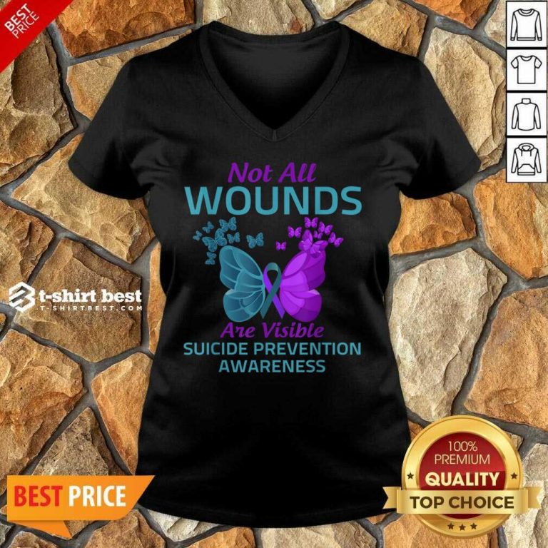 Not All Wounds Are Visible Suicide 7 Awareness V-neck - Design by T-shirtbest.com