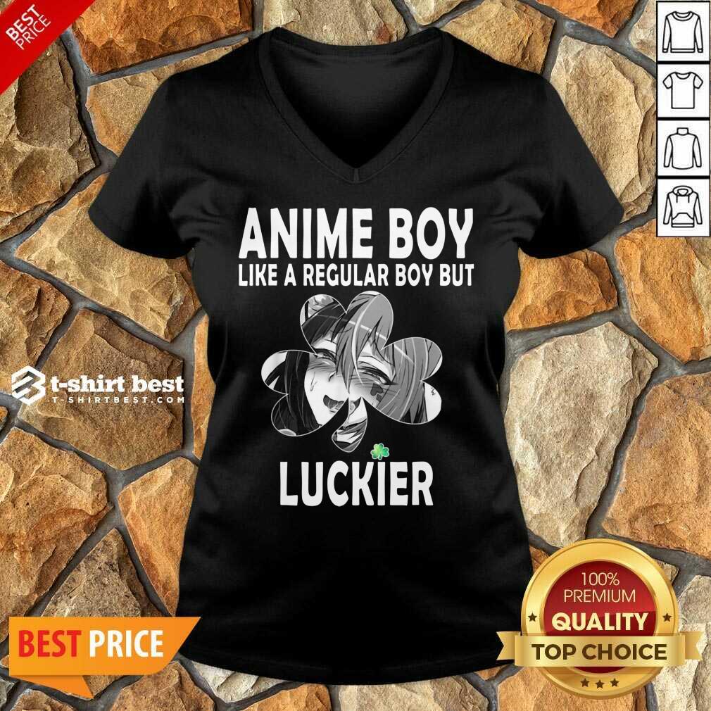 St Patricks Day Anime Boy 7 Shamrock Aesthetic V-neck - Design by T-shirtbest.com