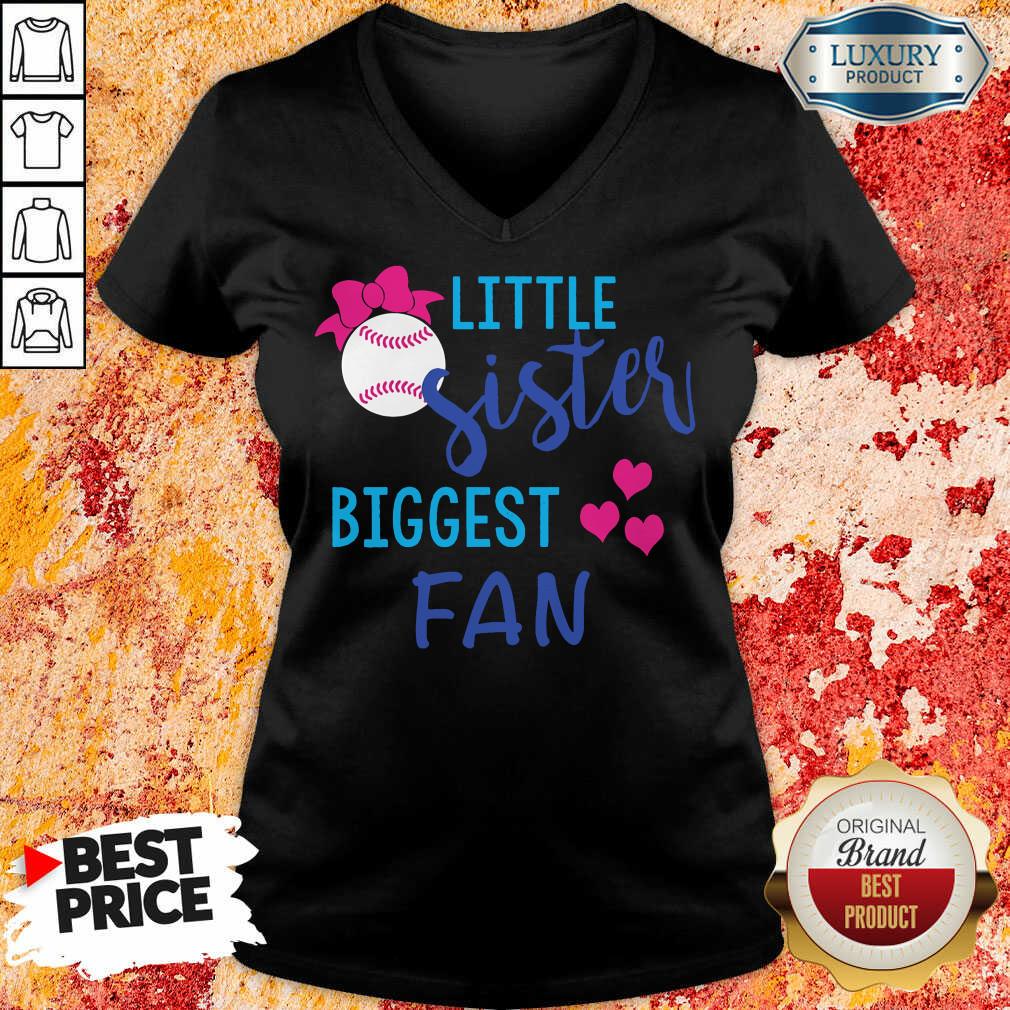 Baseball Little Sister Biggest Fan V-neck