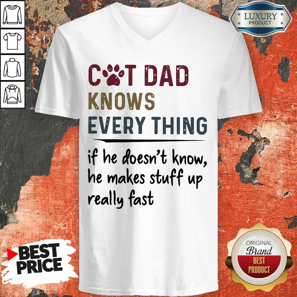 Cat Dad Knows Everything V-neck